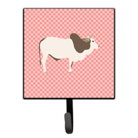 "Caroline's Treasures Malvi Cow Pink Check Wall Hook, Small, Multicolor"