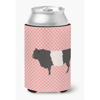 "Caroline's Treasures Belted Galloway Cow Pink Check Decorative Can Hugger, Multicolor"