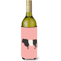 "Caroline's Treasures Belted Galloway Cow Pink Check Decorative Bottle Hugger, 750 ml, Multicolor"