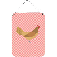 "Caroline's Treasures Frisian Friesian Chicken Pink Check Metal Print, 16hx12w, Multicolor"
