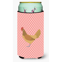 "Caroline's Treasures Frisian Friesian Chicken Pink Check Decorative Can Hugger, Tall Boy, Multicolor"