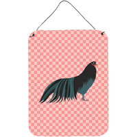 "Caroline's Treasures Sumatra Chicken Pink Check Metal Print, 16hx12w, Multicolor"