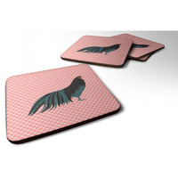 "Caroline's Treasures Sumatra Chicken Pink Check Decorative Coasters, 3.5"", Multicolor"