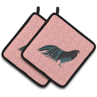 "Caroline's Treasures Sumatra Chicken Pink Check Decorated Pot Holder, 7.5"" x 7.5"""