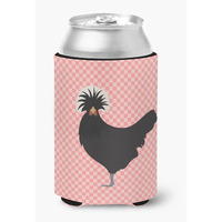 "Caroline's Treasures Polish Poland Chicken Pink Check Decorative Can Hugger, Multicolor"