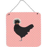 "Caroline's Treasures Pink Polish Poland Chicken Check Metal Print, 6hx6w"