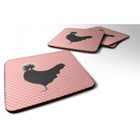 "Caroline's Treasures Polish Poland Chicken Pink Check Decorative coasters, 3.5, Multicolor"