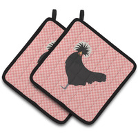"Caroline's Treasures Polish Poland Chicken Pink Check Decorated Pot Holder, 7.5"" x 7.5"""