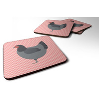 "Caroline's Treasures Jersey Giant Chicken Pink Check Decorative coasters, 3.5, Multicolor"