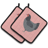 "Caroline's Treasures Jersey Giant Chicken Pink Check Decorated Pot Holder, 7.5"" x 7.5"""