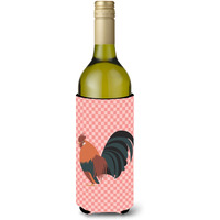 "Caroline's Treasures Dutch Bantam Chicken Pink Check Decorative Bottle Hugger, 750 ml, Multicolor"