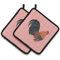 "Caroline's Treasures Dutch Bantam Chicken Pink Check Decorated Pot Holder, 7.5"" x 7.5"""
