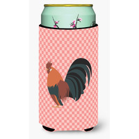 "Caroline's Treasures Dutch Bantam Chicken Pink Check Decorative Can Hugger, Tall Boy, Multicolor"