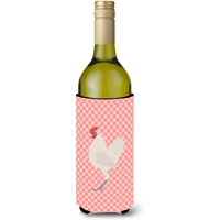 "Caroline's Treasures German Langshan Chicken Pink Check Decorative Bottle Hugger, 750 ml, Multicolor"