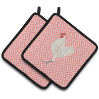 "Caroline's Treasures German Langshan Chicken Pink Check Decorated Pot Holder, 7.5"" x 7.5"""