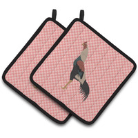"Caroline's Treasures Kulang Chicken Pink Check Decorated Pot Holder, 7.5"" x 7.5"""