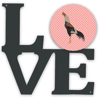 "Caroline's Treasures Kulang Chicken Pink Check Metal Artwork Love wall-decor, Multicolor"
