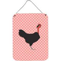 "Caroline's Treasures Naked Neck Chicken Pink Check Metal Print, 16hx12w, Multicolor"