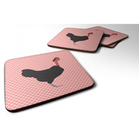 "Caroline's Treasures Naked Neck Chicken Pink Check Decorative Coasters, 3.5"", Multicolor"