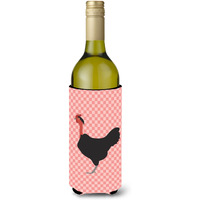 "Caroline's Treasures Naked Neck Chicken Pink Check Decorative Bottle Hugger, 750 ml, Multicolor"