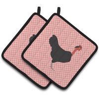 "Caroline's Treasures Naked Neck Chicken Pink Check Decorated Pot Holder, 7.5"" x 7.5"""