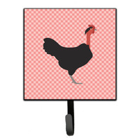 "Caroline's Treasures Naked Neck Chicken Pink Check Wall Hook, Small, Multicolor"
