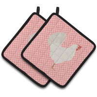 "Caroline's Treasures Leghorn Chicken Pink Check Decorated Pot Holder, 7.5"" x 7.5"""