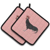 "Caroline's Treasures Minorca Ctalalan Chicken Pink Check Decorated Pot Holder, 7.5"" x 7.5"""