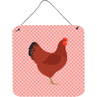 "Caroline's Treasures Pink New Hampshire Red Chicken Check Metal Print, 6hx6w"