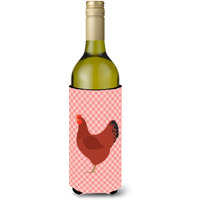 "Caroline's Treasures New Hampshire Red Chicken Pink Check Decorative Bottle Hugger, 750 ml, Multicolor"
