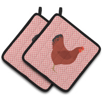 "Caroline's Treasures New Hampshire Red Chicken Pink Check Decorated Pot Holder, 7.5"" x 7.5"""