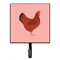"Caroline's Treasures New Hampshire Red Chicken Pink Check Wall Hook, Small, Multicolor"