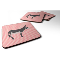 "Caroline's Treasures American Mammoth Jack Donkey Pink Check Decorative coasters, 3.5, Multicolor"