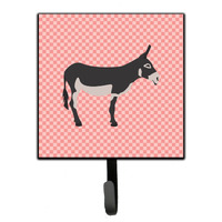"Caroline's Treasures American Mammoth Jack Donkey Pink Check Wall Hook, Small, Multicolor"