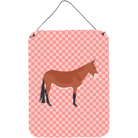 "Caroline's Treasures Mule Pink Check Metal Print, 16hx12w, Multicolor"