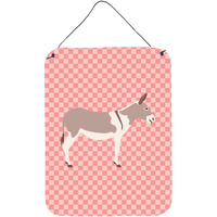 "Caroline's Treasures Australian Teamster Donkey Pink Check Metal Print, 16hx12w, Multicolor"