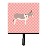"Caroline's Treasures Australian Teamster Donkey Pink Check Wall Hook, Small, Multicolor"