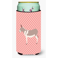 "Caroline's Treasures Australian Teamster Donkey Pink Check Decorative Can Hugger, Tall Boy, Multicolor"