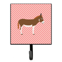 "Caroline's Treasures Pink Check Miniature Mediterranian Donkey Wall Hook, Small, Multicolor"