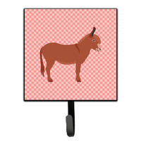 "Caroline's Treasures Irish Donkey Pink Check Wall Hook, Small, Multicolor"