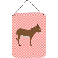 "Caroline's Treasures Cotentin Donkey Pink Check Metal Print, 16hx12w, Multicolor"