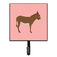 "Caroline's Treasures Cotentin Donkey Pink Check Wall Hook, Small, Multicolor"