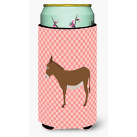 "Caroline's Treasures Cotentin Donkey Pink Check Decorative Can Hugger, Tall Boy, Multicolor"