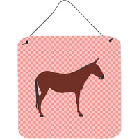 "Caroline's Treasures Pink Hinny Horse Donkey Check Metal Print, 6"" H x 6"" W"