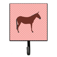 "Caroline's Treasures Hinny Horse Donkey Pink Check Wall Hook, Small, Multicolor"