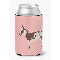 "Caroline's Treasures American Spotted Donkey Pink Check Decorative Can Hugger, Multicolor"