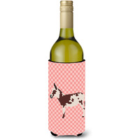 "Caroline's Treasures American Spotted Donkey Pink Check Decorative Bottle Hugger, 750 ml, Multicolor"