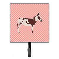 "Caroline's Treasures American Spotted Donkey Pink Check Wall Hook, Small, Multicolor"