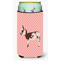 "Caroline's Treasures American Spotted Donkey Pink Check Decorative Can Hugger, Tall Boy, Multicolor"
