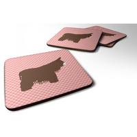 "Caroline's Treasures Poitou Poiteuin Donkey Pink Check Decorative Coasters, 3.5"", Multicolor"